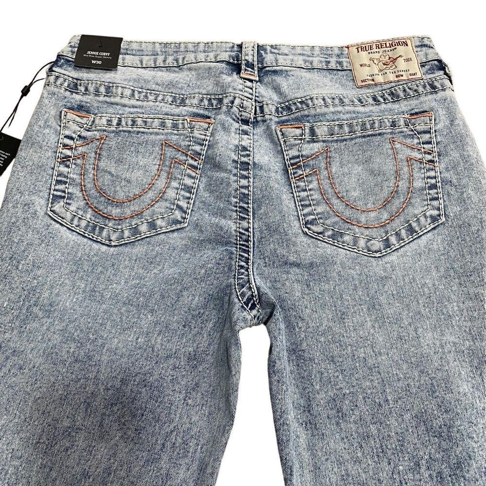 True Religion Women's 30 Jennie Curvy Big T Mid Rise Skinny Jeans Blue NWT